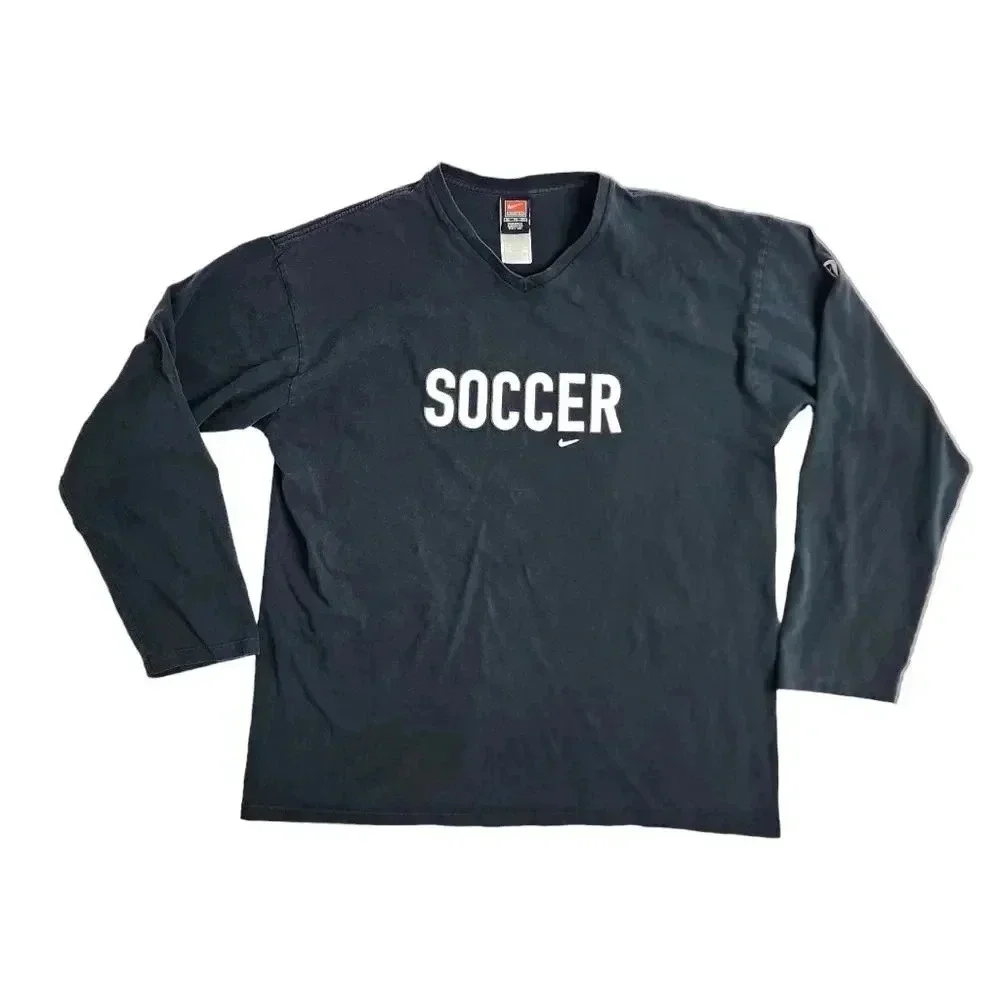 Vintage Nike Soccer Swoosh Long Sleeve Shirt Size XL
